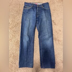 Rare LONDSDALE Men's Blue Relaxed Fit Faded Button Fly Jeans Size W33 L 34